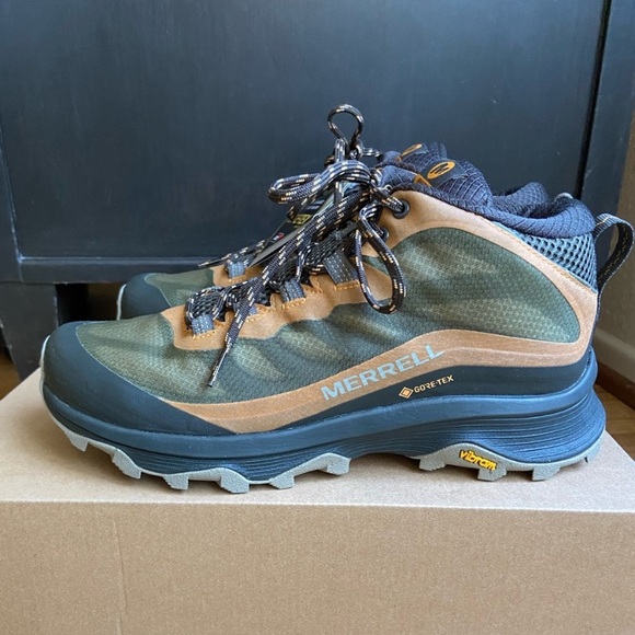NWT Merrell Men’s Moab Speed Mid GORE-TEX Hiking Shoe size 7.5 in color Lichen - Picture 5 of 9